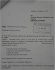 Lettre cachetée de demande de la déclaration fiscale d'existence